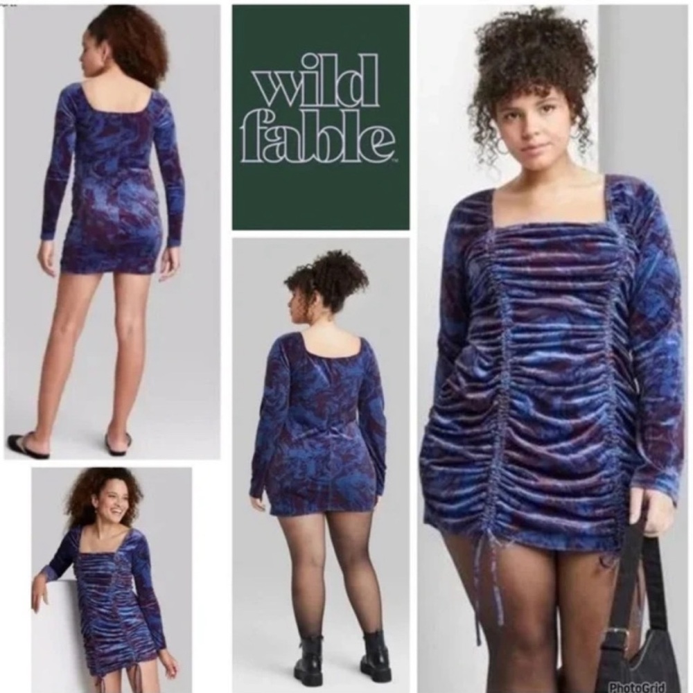 Wild Fable Multicolor Velvet Dress witchy goth
